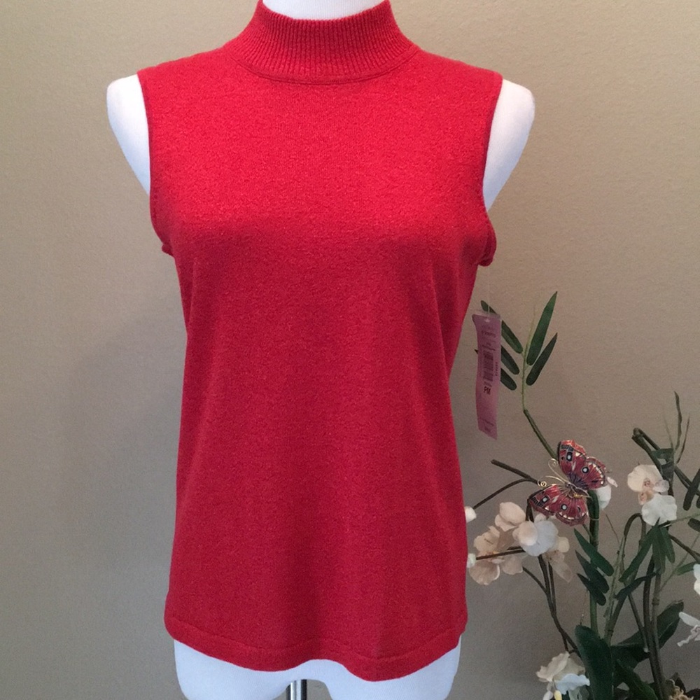 NWT Red Sleeveless Top Mock Turtleneck